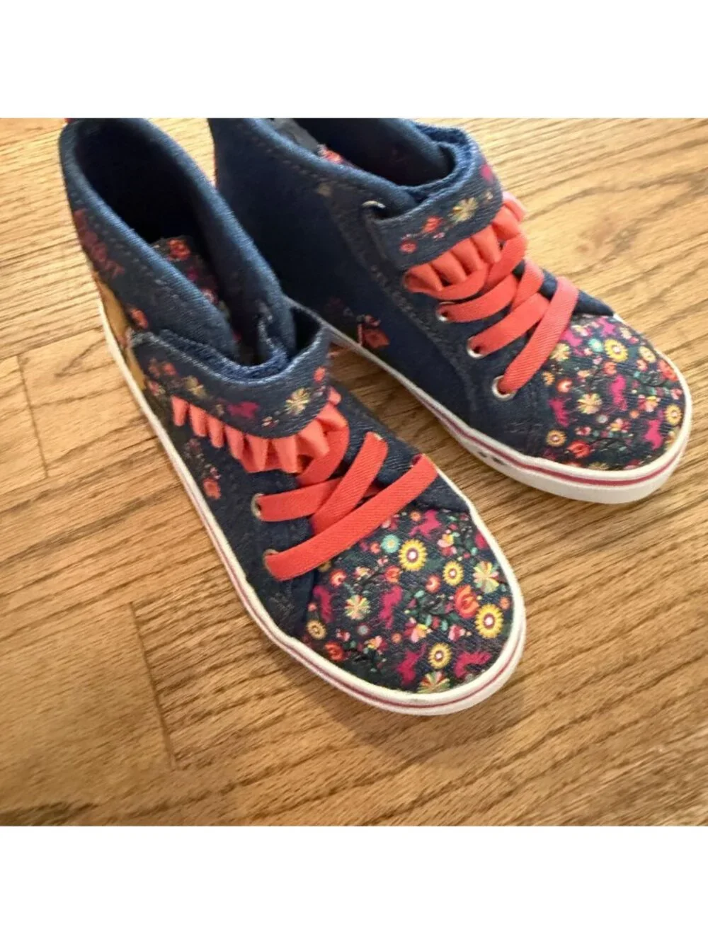 Wild Spirit Denim High Top Embroidered Sneakers Shoes NWOT Girls 12